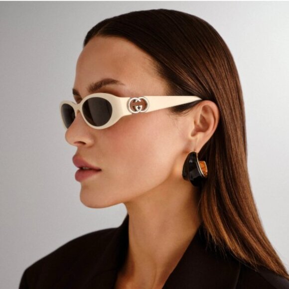 NEW GUCCI SUNGLASSES GUCCI GG1660S 004 SHINY IVORY EYEWEAR - Picture 2 of 4